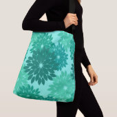 Modern Floral Kimono Print, Turquoise, Blauwgroen  Crossbody Tas (Dichtbij)
