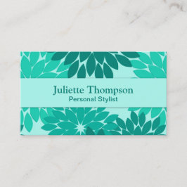 Modern Floral Kimono Print, Turquoise, Blauwgroen  Visitekaartje