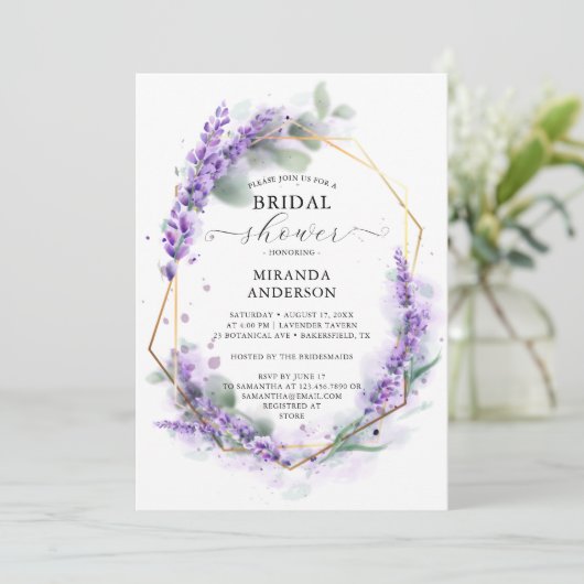 Modern Floral Lavender Geometric Vrijgezellenfeest Kaart (Staand voorkant)