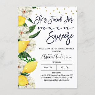 Modern Floral Lemon Main Squeeze Vrijgezellenfeest Kaart