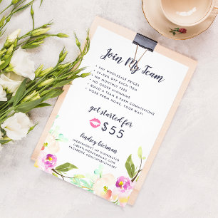 Modern Floral Lip Product Distribution Promotion Flyer