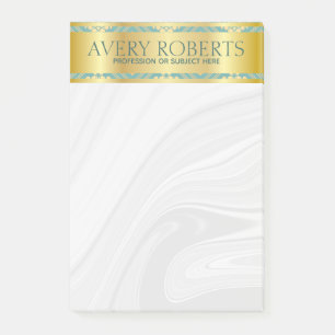 Modern Floral Luxury cyan gouddemask Classy Post-it® Notes