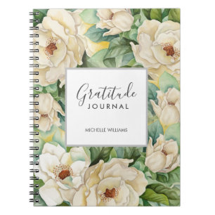 Modern Floral Magnolia Gratitude Journal Name Notitieboek