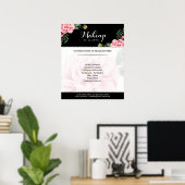 Modern Floral Makeup Script Black White Poster (Thuiskantoor)