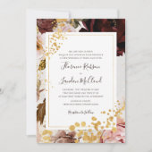 Modern Floral Marble Traditional Lijst Wedding Kaart (Voorkant)