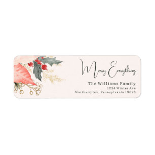 Modern Floral Merry Everything Retouradres Etiket