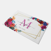 Modern Floral Monogram Deurmat (Schuin)