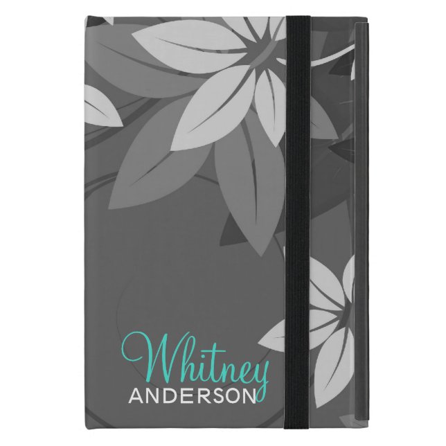 Modern Floral Monogram Folio iPad Mini Hoesje (Voorkant Dicht)