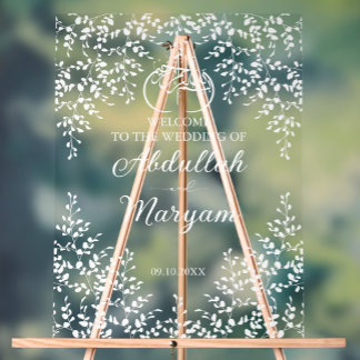 Modern Floral Moslim Islamitisch Bruiloft Welkom Acryl Bord