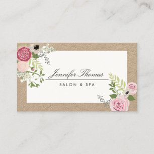  Modern Floral Motif Beauty Salon Kraft Visitekaartje