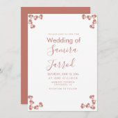 Modern Floral Motif Nuetral Wedding Briefkaart (Voorkant / Achterkant)