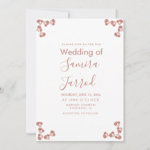 Modern Floral Motif Nuetral Wedding Briefkaart
