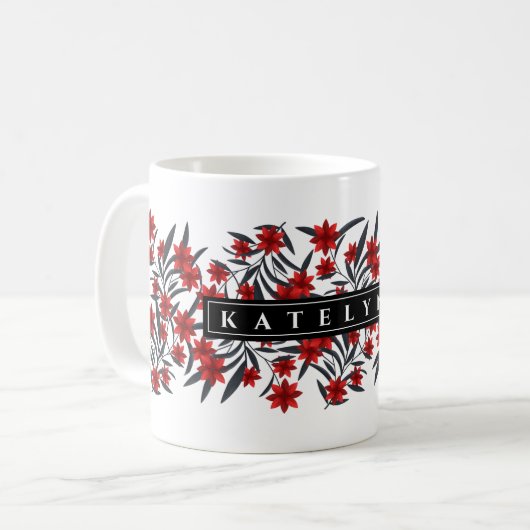 Modern floral mug with name (Devant gauche)