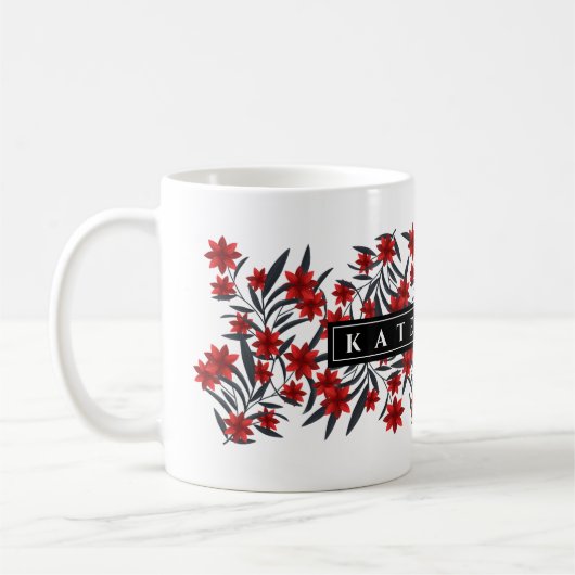 Modern floral mug with name (Gauche)