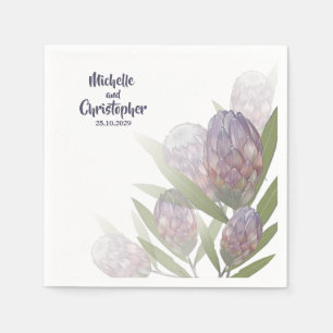 Modern Floral Paars Beige Wedding Napkins Servet