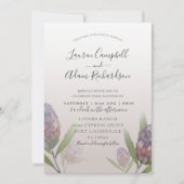 Modern Floral Paars Floral Wedding Kaart (Voorkant)