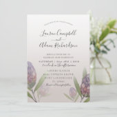 Modern Floral Paars Floral Wedding Kaart (Staand voorkant)