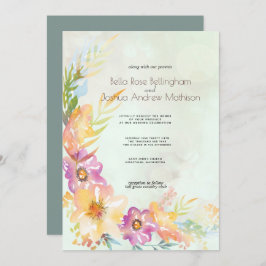 Modern Floral Pastel Wedding Kaart
