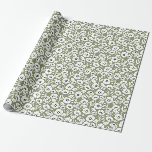 Modern Floral Pattern Cadeaupapier (Uitgerold)