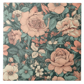 Modern Floral Pattern Decorative Tegeltje