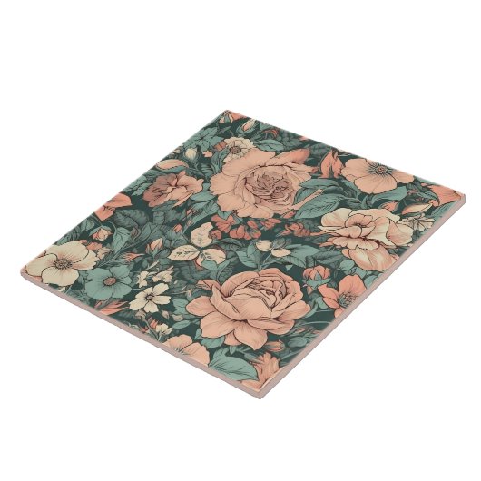 Modern Floral Pattern Decorative Tegeltje (Zijkant)