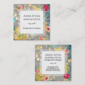 *~* modern Floral Pattern Gold Glitter Vierkante Visitekaartje (Voorkant / Achterkant)