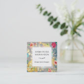 *~* modern Floral Pattern Gold Glitter Vierkante Visitekaartje (Staand voorkant)
