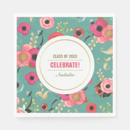 Modern Floral Pattern Graduation Party Paper Servet