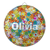 Modern Floral Pattern Heldere kleuren Dartbord (Voorkant)