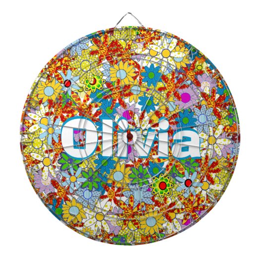 Modern Floral Pattern Heldere kleuren Dartbord (Voorkant)
