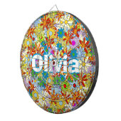 Modern Floral Pattern Heldere kleuren Dartbord (Voorkant Rechts)