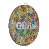 Modern Floral Pattern Heldere kleuren Dartbord (Voorkant Links)