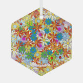 Modern Floral Pattern Heldere kleuren Glas Ornament (Voorkant)