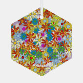 Modern Floral Pattern Heldere kleuren Glas Ornament (Achterkant)