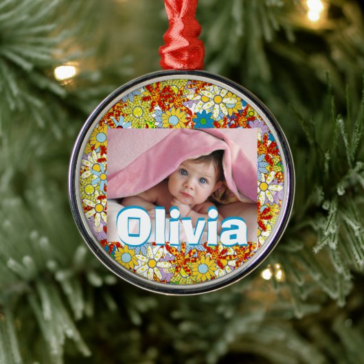 Modern Floral Pattern Heldere kleuren Metalen Ornament (Boom)