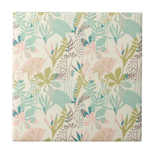Modern Floral Pattern Tegeltje (Voorkant)
