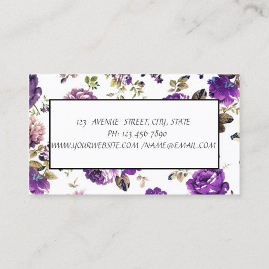 Modern Floral Pattern Visitekaartje (Achterkant)