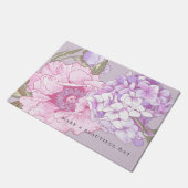 Modern Floral Peony Hydrangea Paars Pink Deurmat (Schuin)