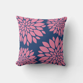 Modern Floral Pillow | Roze en zeemacht Buitenkussen