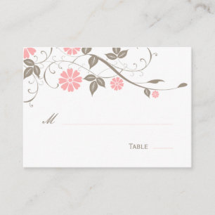 Modern Floral Place Card - Zacht roze Plaatskaartje
