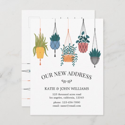 Modern Floral Planten New Home Verhuisaankondiging Aankondigingskaart (Voorkant / Achterkant)