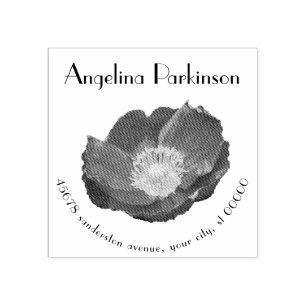 Modern Floral Poppy het Adres van de Terugkeer va Rubberstempel