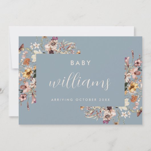 Modern Floral Pregnancy Aankondiging Kaart (Voorkant)