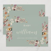 Modern Floral Pregnancy Aankondiging Kaart (Voorkant / Achterkant)