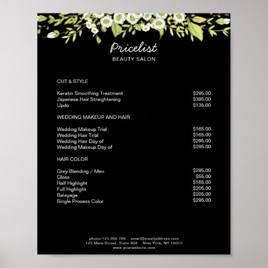 Modern Floral Preislisten Poster (Voorkant)