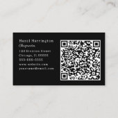 Modern Floral QR Visitekaartje Zwart-wit (Achterkant)