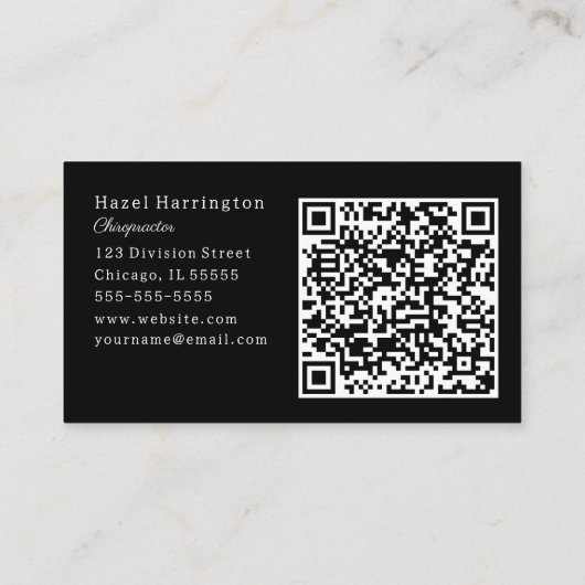 Modern Floral QR Visitekaartje Zwart-wit (Achterkant)