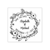 Modern Floral redt de datum van het huwelijk Rubberstempel (Afrduk)