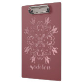 Modern Floral Roos Goud Bloeien Klembord (Links)