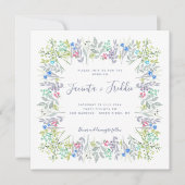 Modern floral rustic boho waterverf Wedding Kaart (Voorkant)